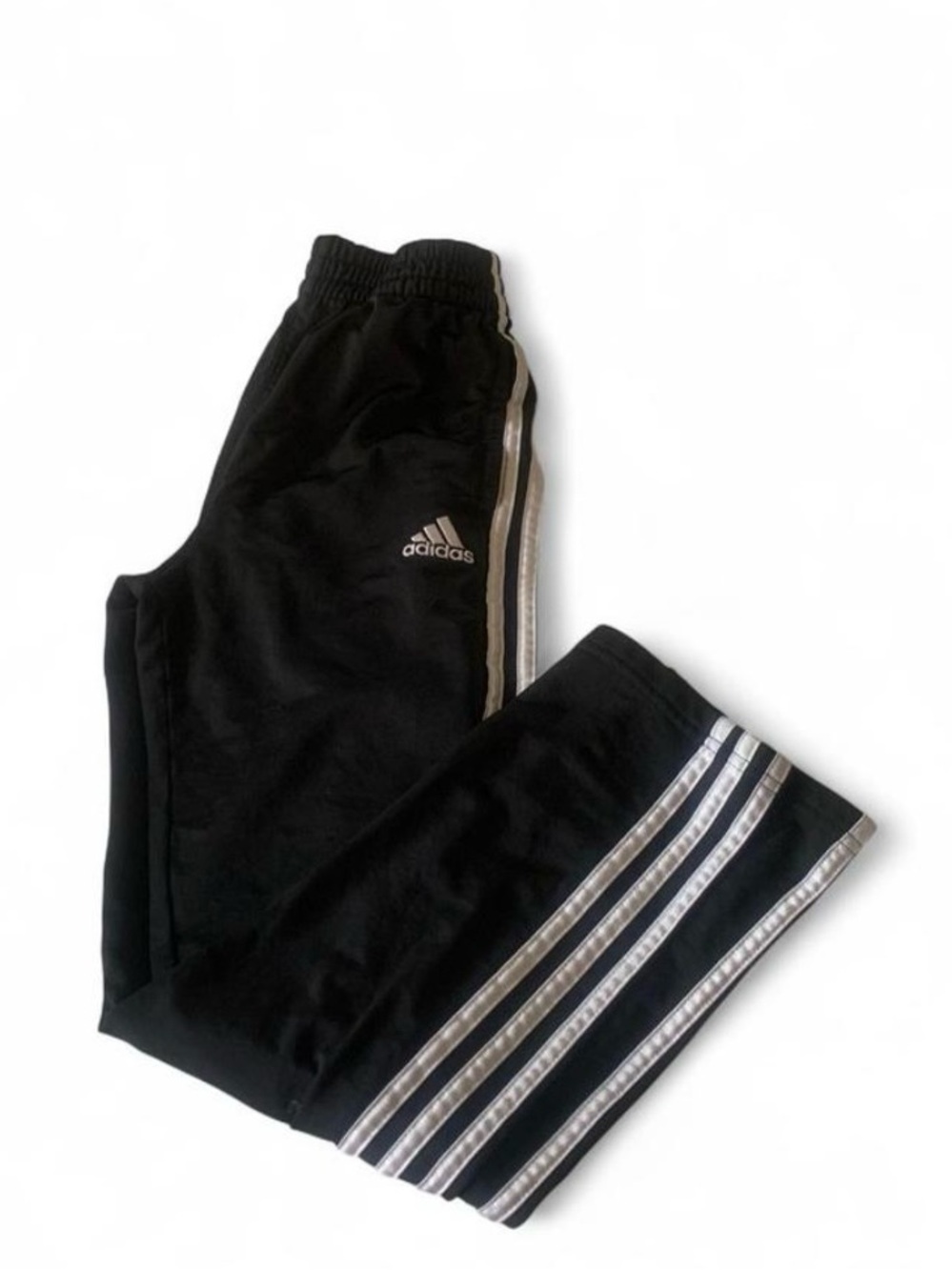💕 Adidas 3 stripes unisex black sweatpants tween size 10- 12
